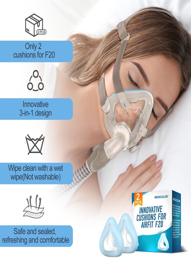 MEDICOLOR 2 Pack Replacement Cushions for AirFit F20 Medium, 3-in-1 Hybrid Design with Silicone, Sponge & Cool Fabric, Upgraded Full Face Cushion for F20 Frame, Enhanced Comfort CPAP Supplies - Image 3